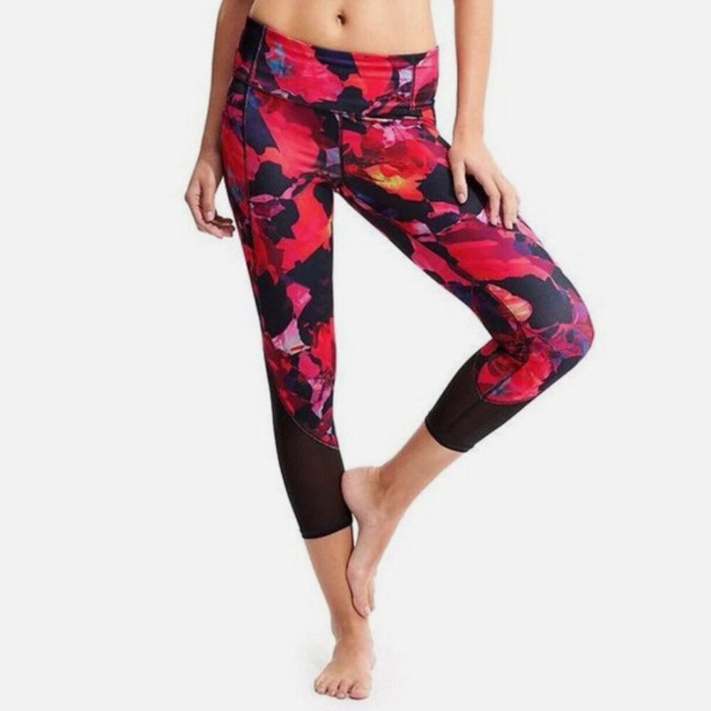 Athleta Red Chaturanga Capri Leggings